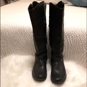 Steve Madden Leather Fairmont Black Riding Boots
